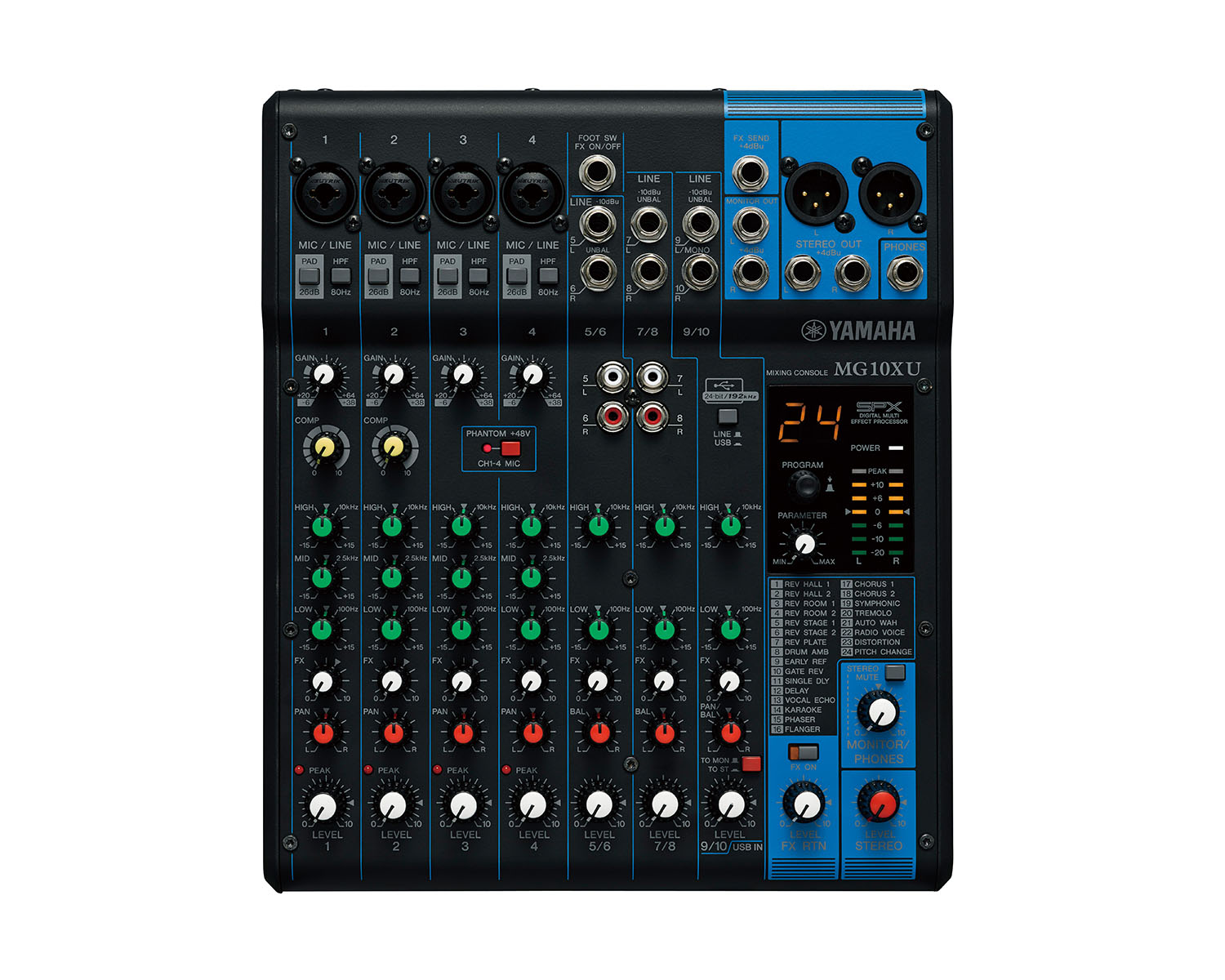 YAMMG10XUK - Yamaha MG10XU 10 Ch Mixing Console 4 Mic or 10 Line and SPX with Knobs Image 1