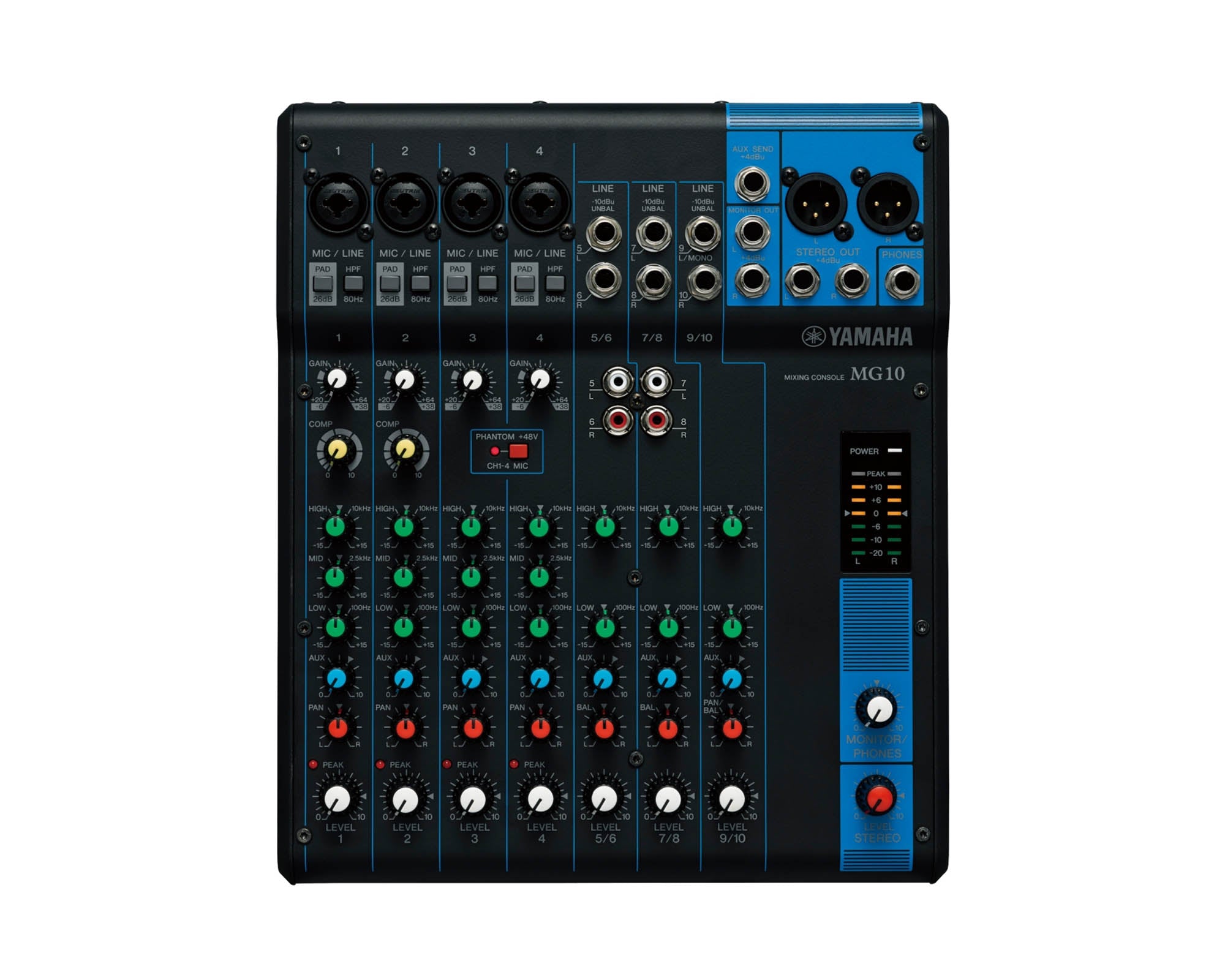 YAMMG10 - Yamaha MG10 10 Channel Mixing Console 4 Mic or 10 Line with Knobs Image 1