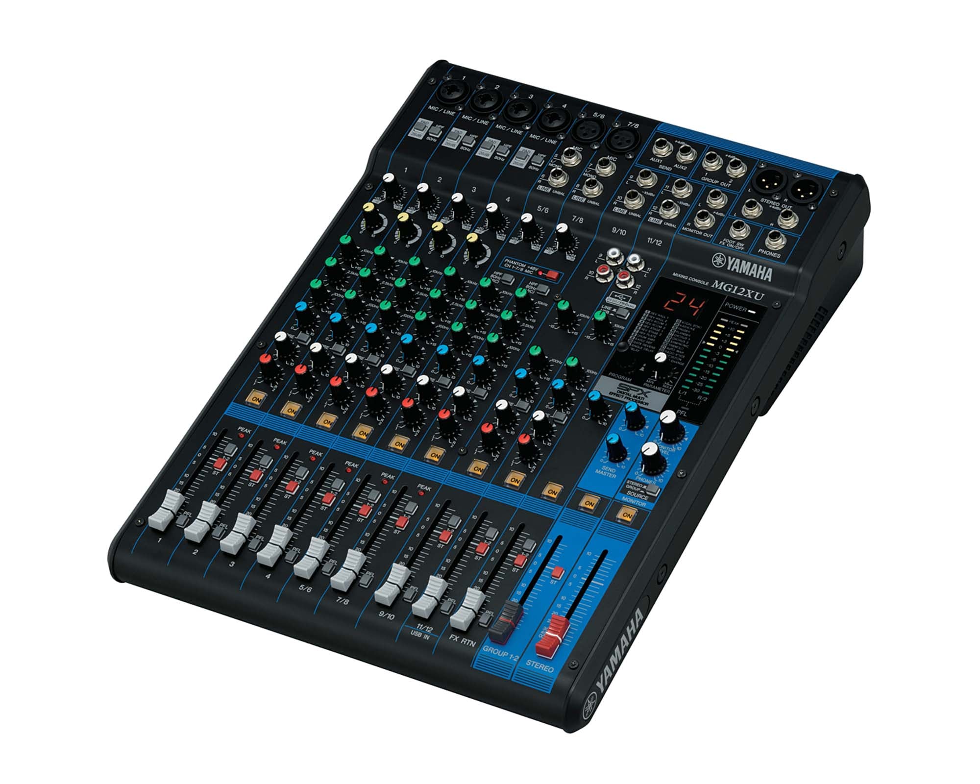 YAMMG12XU - Yamaha MG12XU 12 Ch Mixing Console 6 Mic or 12 Line and SPX with Faders Image 2