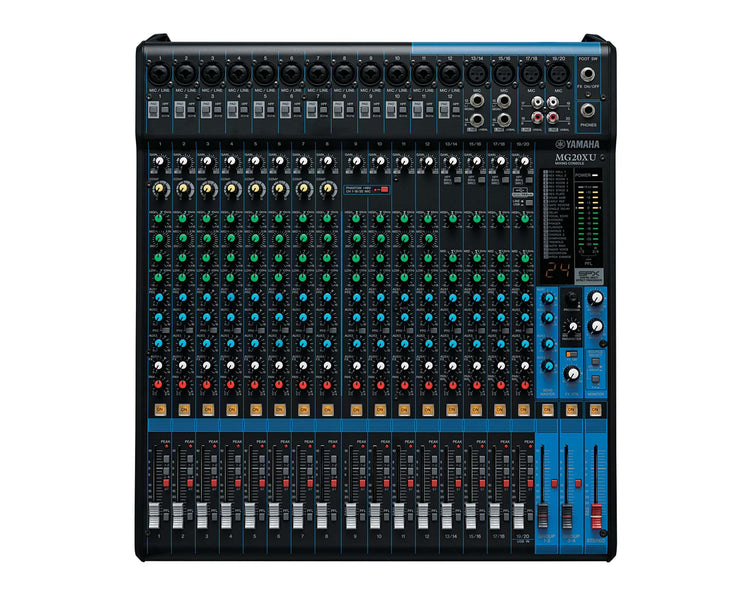 YAMMG20XU - Yamaha MG20XU 20 Ch Mixing Console 16 Mic or 20 Line and SPX with Faders Image 1