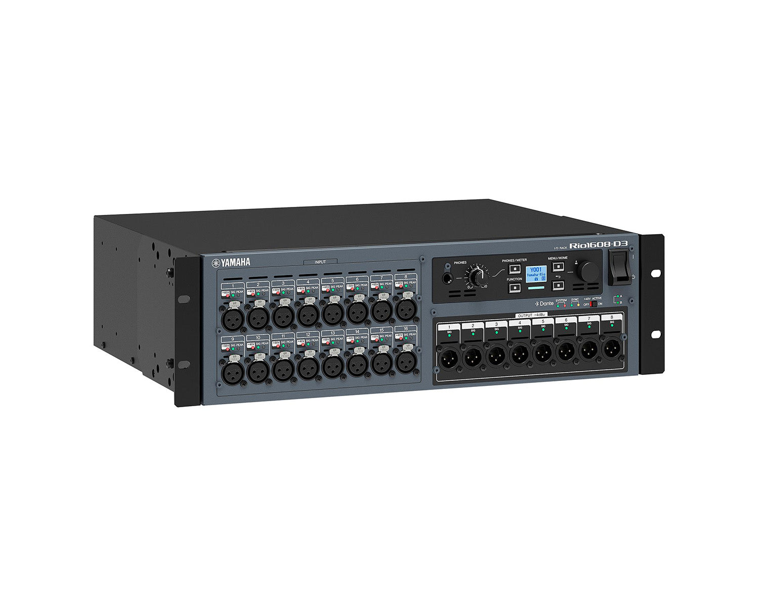 YAMRIO1608D3 - Yamaha Rio1608 D3 Dante Network Rack 16in or 8out with Dual PSU and OLED Image 3