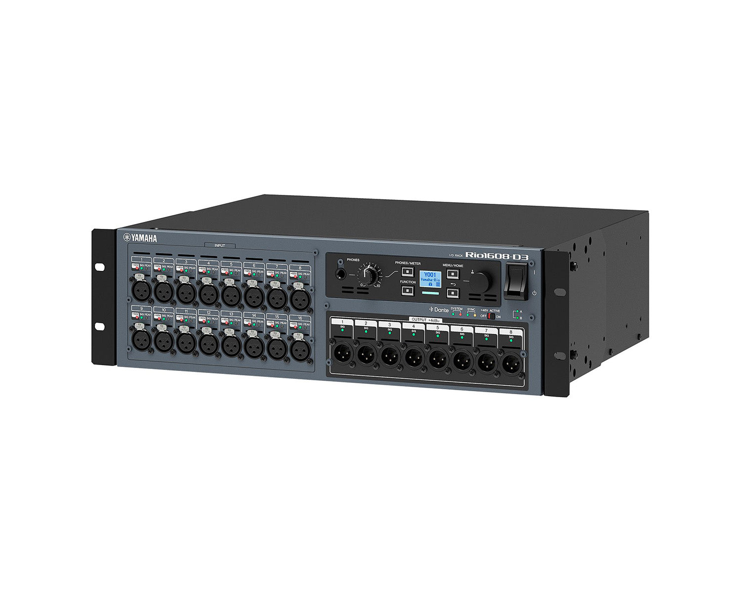 YAMRIO1608D3 - Yamaha Rio1608 D3 Dante Network Rack 16in or 8out with Dual PSU and OLED Image 4