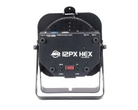 Back of ADJ 12PX HEX PAR Can with 12x12W RGBAW+UV LEDs Black - stage lighting