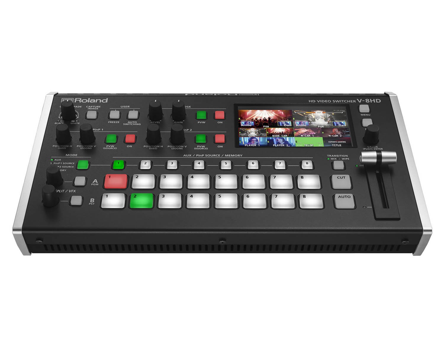 V-8HD Compact Video Switcher 8-Inputs / 5-Layer Effects | Roland 