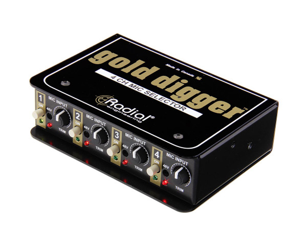 Radial Gold Digger 4-Ch Studio Mic Selector Switcher 4-In/1-Out  - Main Image