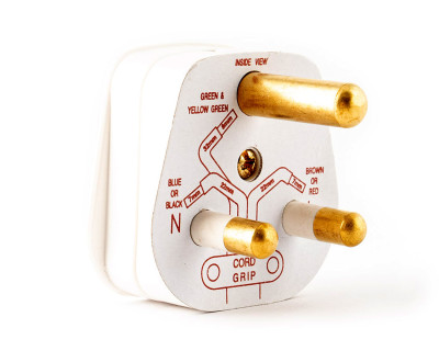 15A Plug Round Pin Plastic WHITE (Brand Click)