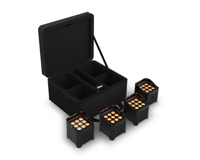 Freedom Par Q9 X4 4-PACK Battery Uplighter 9x6W RGBA LEDs Black