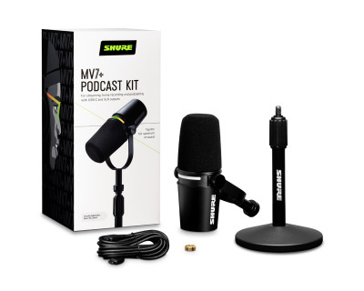 MV7+-K-BNDL Dynamic Podcast LED Microphone with Stand Black
