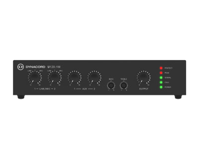 U120:1M Mixer Amplifier 1Ch 120W 4Ω/8Ω/100V Half-Rack 1U