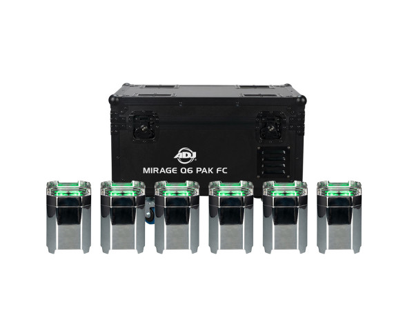 ADJ Mirage Q6 Pak LED Uplighter 6 in Charging Flightcase IP65 Chrome - Main Image