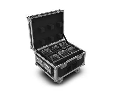 WELL Fit X X6 LED Uplighter 6x in Charging Flightcase Chrome IP65